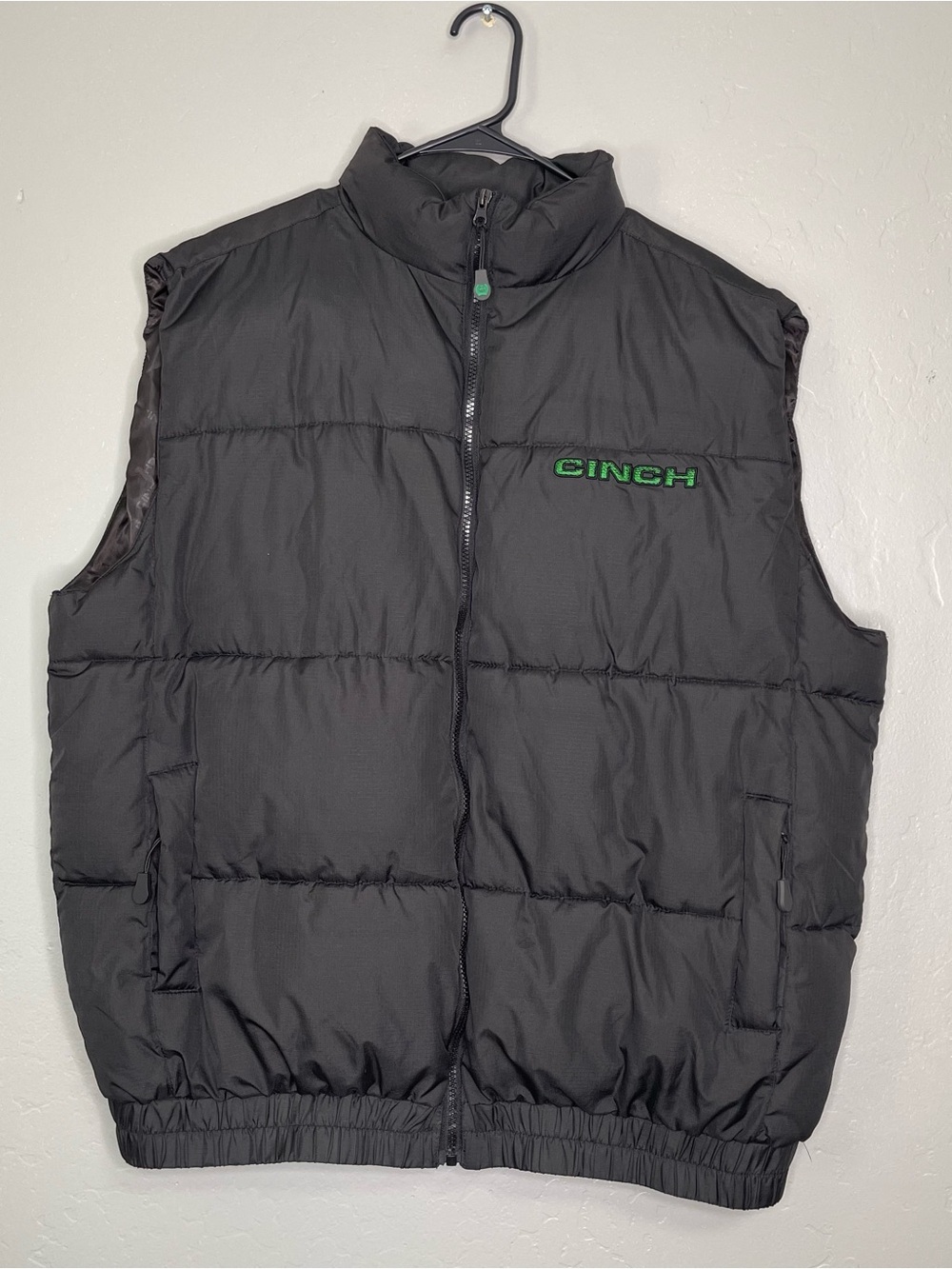 Cinch Vest Men Black Insulated Quilted Full Zip Pockets Winter Puffer